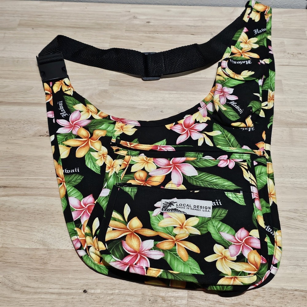 Local Design made in Hawaii Cotton Crossbody Sling Bag In Floral Print